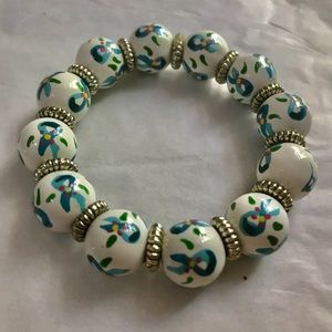 New with out tag Angela Moore hand painted blue, green and yellow Bracelet$65
